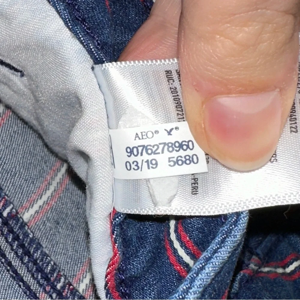 American Eagle | Super Stretch High Rise Striped Denim Mini Skirt